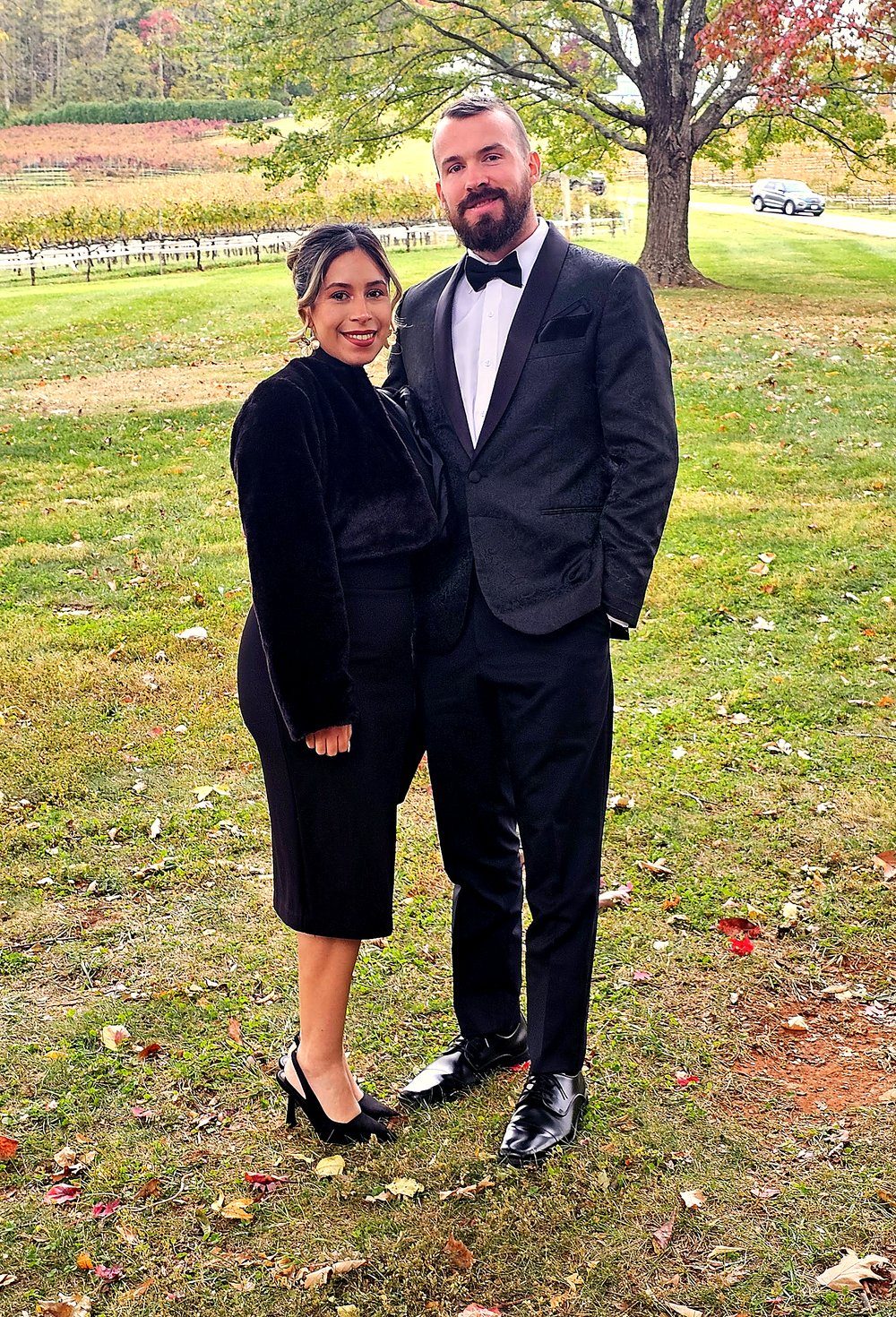 Michael Patrick O'Brien and Yaamy at an autumn vineyard wedding