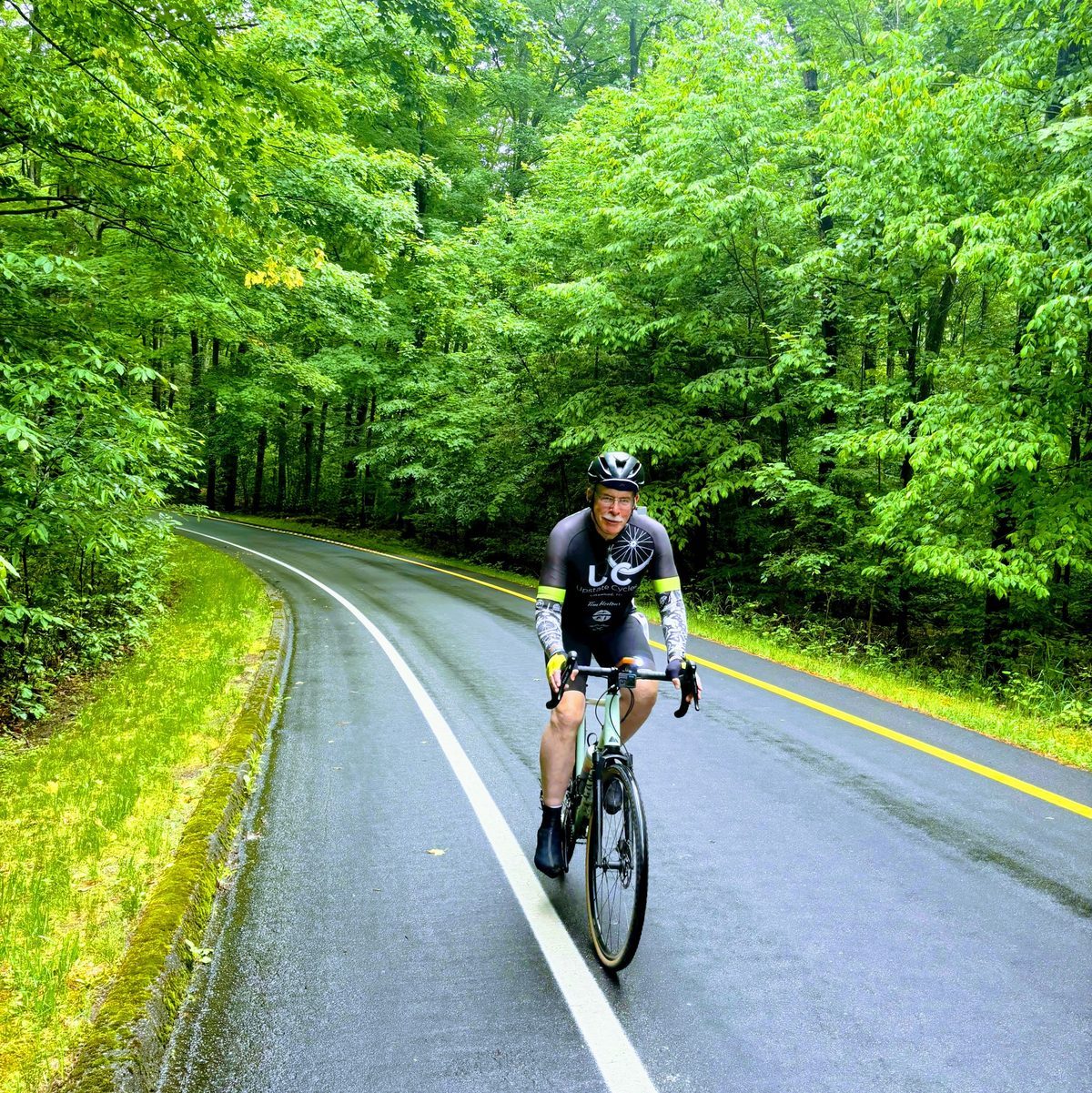 Cycling Pierce Stocking Drive in the rain, Sleeping Bear Dunes
